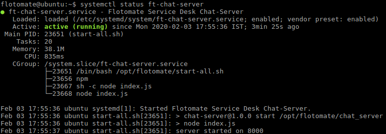 Status of chat server
