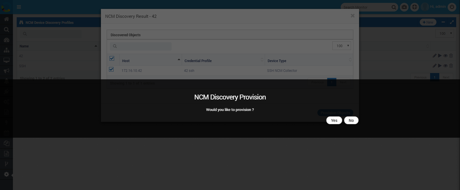 Configure NCM Discovery Provision