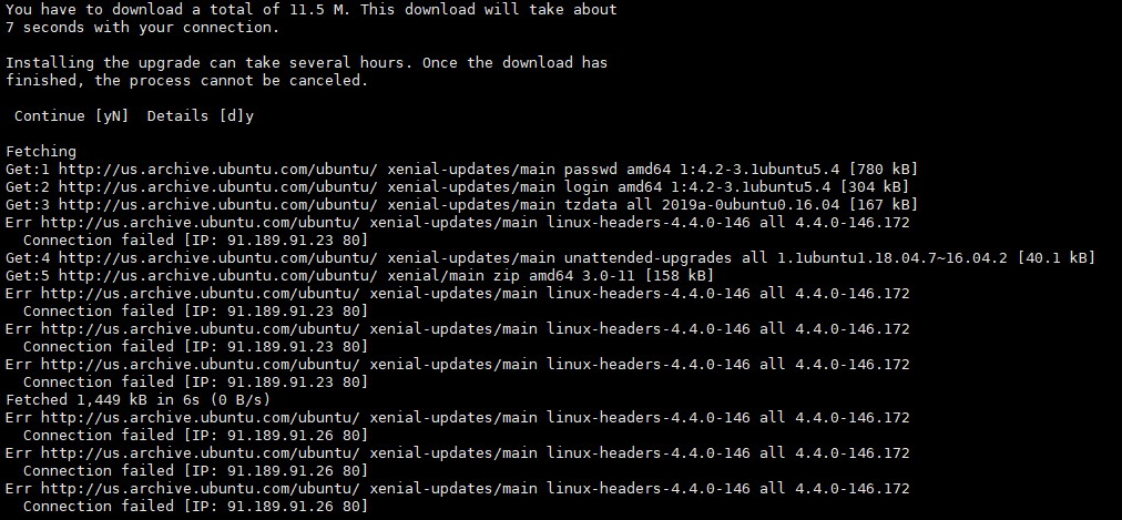Error in downloading linux header package