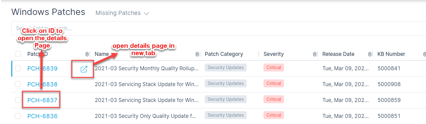 Open details page