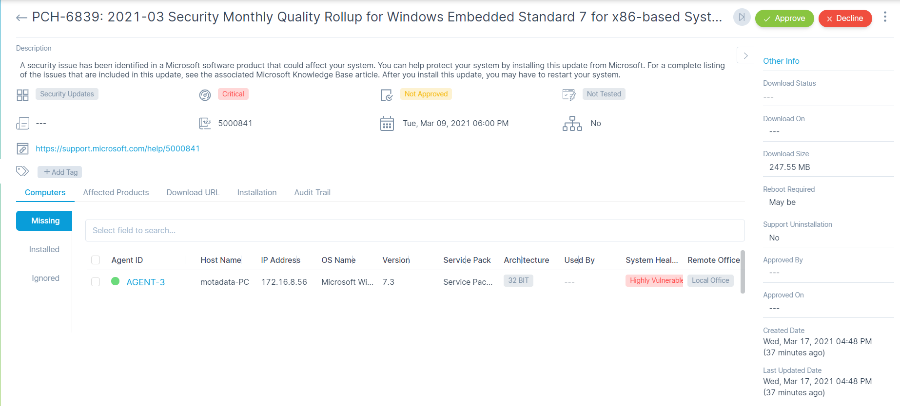 patch details page