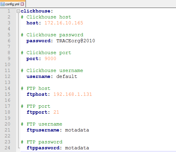 make changes in config file