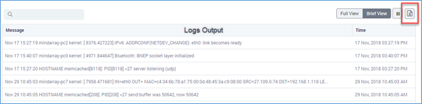 Export Logs option in logs output