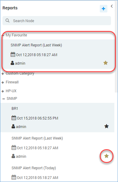 Favorites in Report