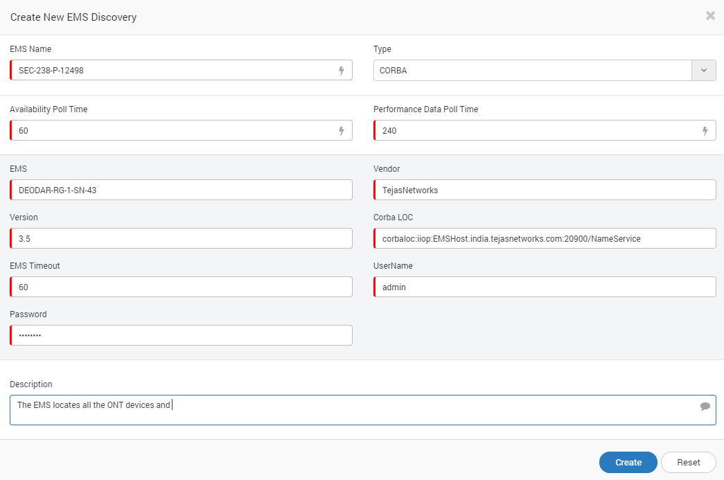 Create EMS with CORBA Type