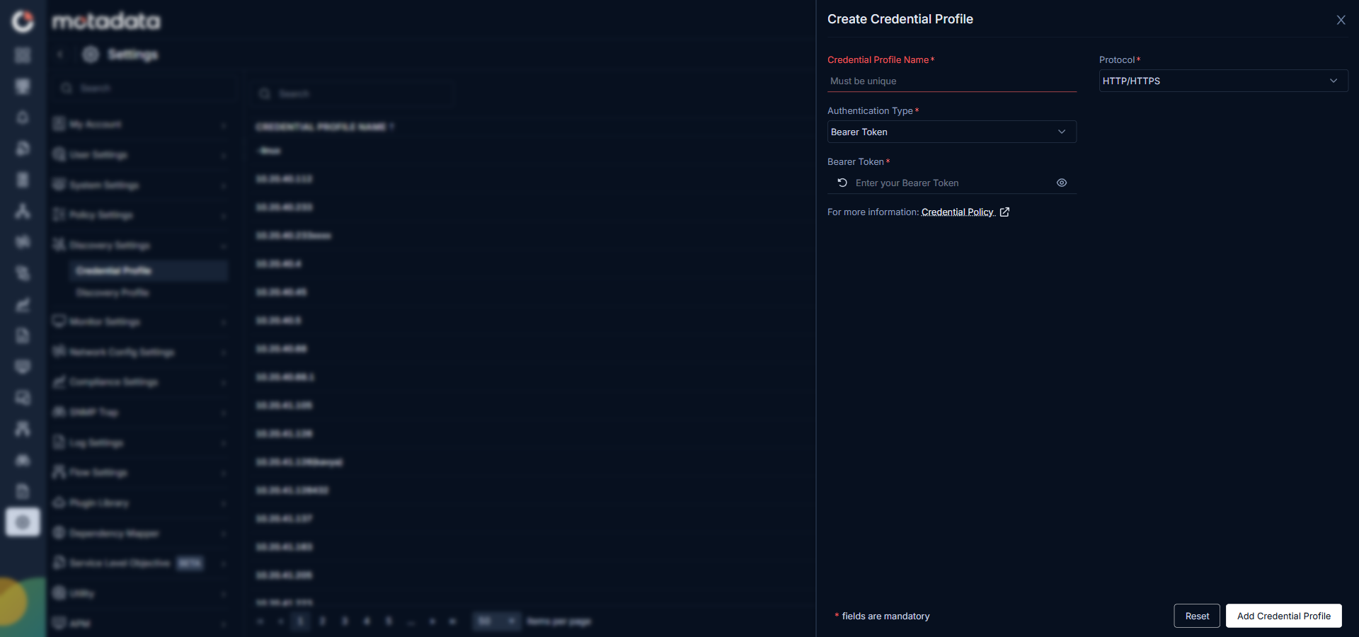HTTP/HTTPS form with Bearer Token selected showing the Token field