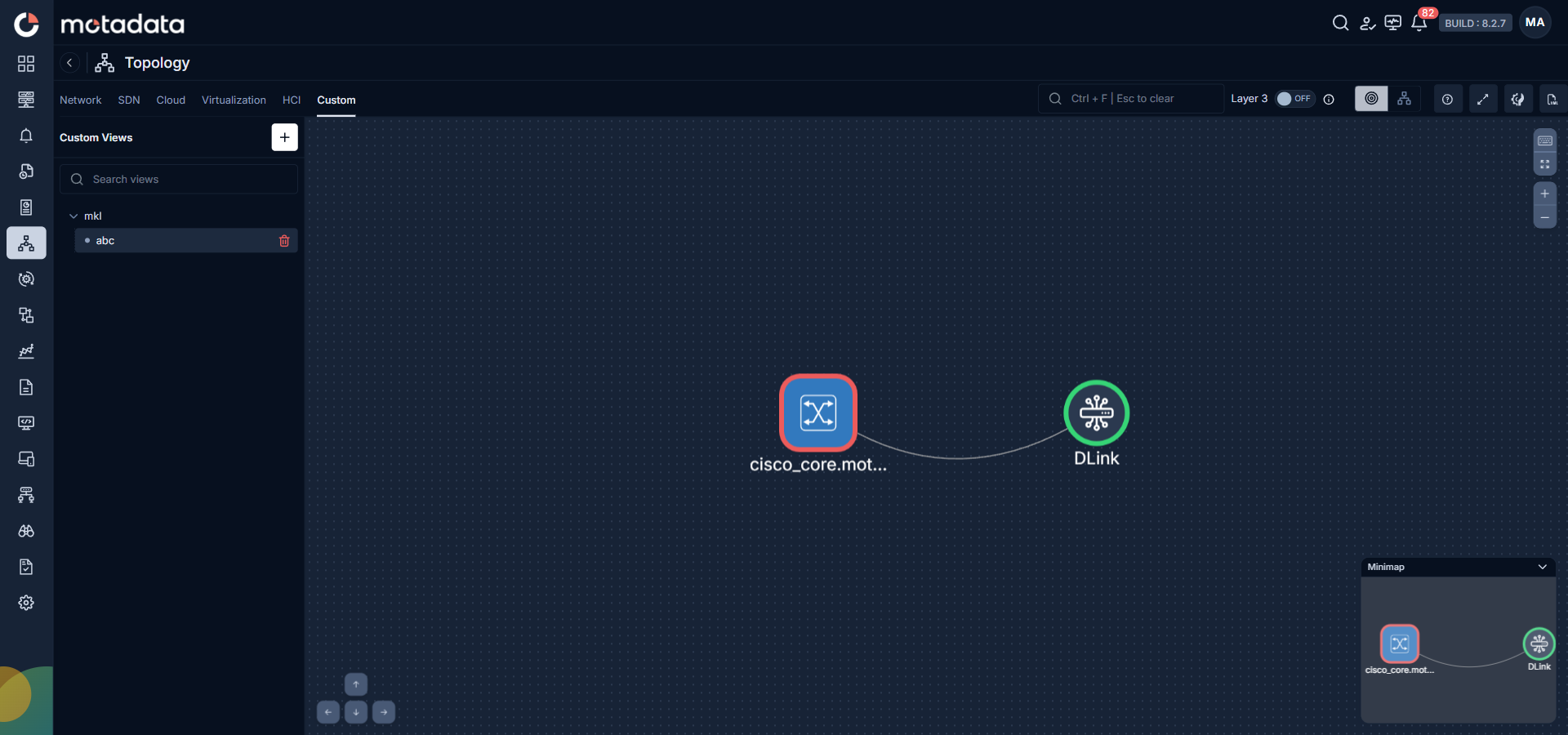 Sidebar showing the Delete icon appearing on hover next to a saved view name