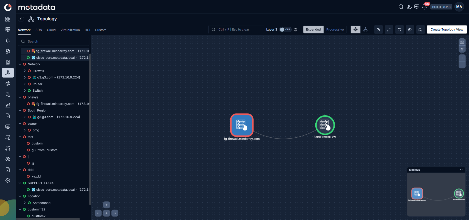 Topology toolbar with the Topology Settings button highlighted