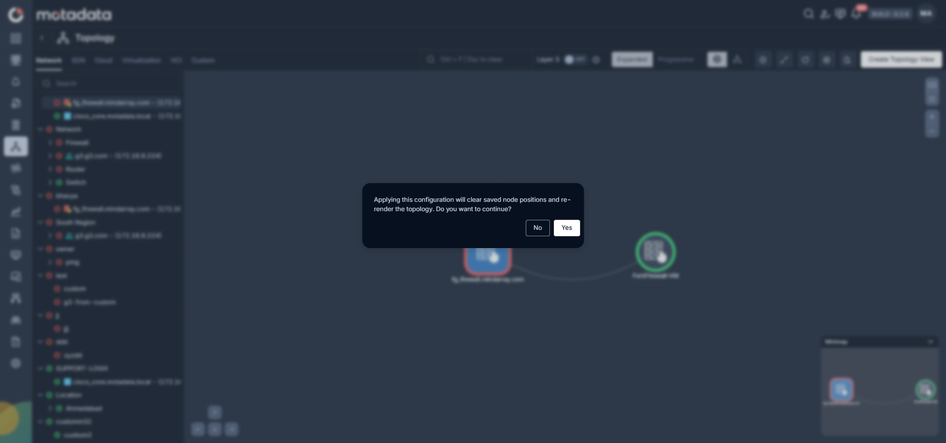 Lock Topology Visualization confirmation prompt with Yes and No buttons