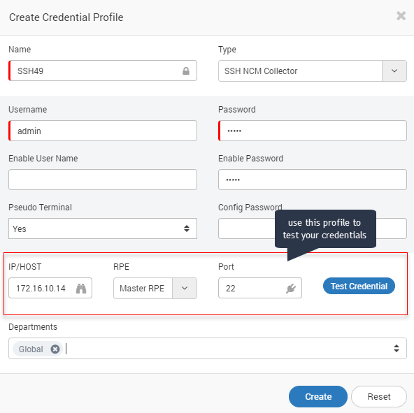 Create Credential Profile for NCM