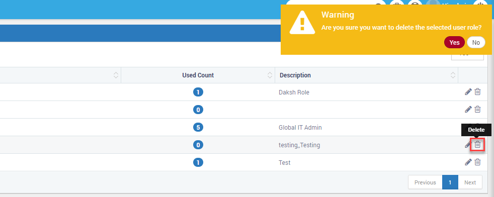 Delete User Role