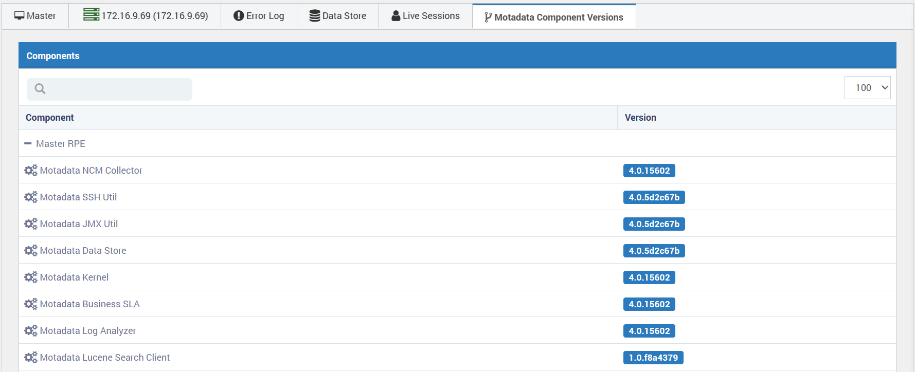 Motadata component version