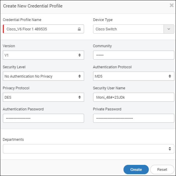 create page for SNMP device type