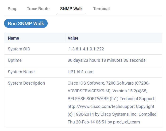 snmp walk values of SNMP device