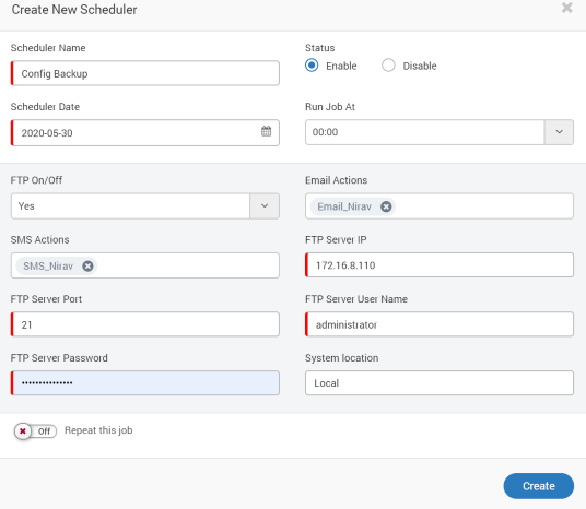 Config backup job