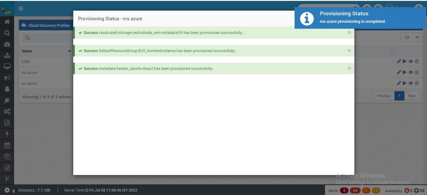 Provision status