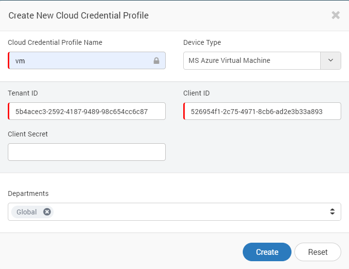 Cloud Credential Page