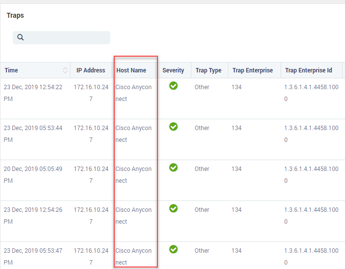 Trap output with hostname column