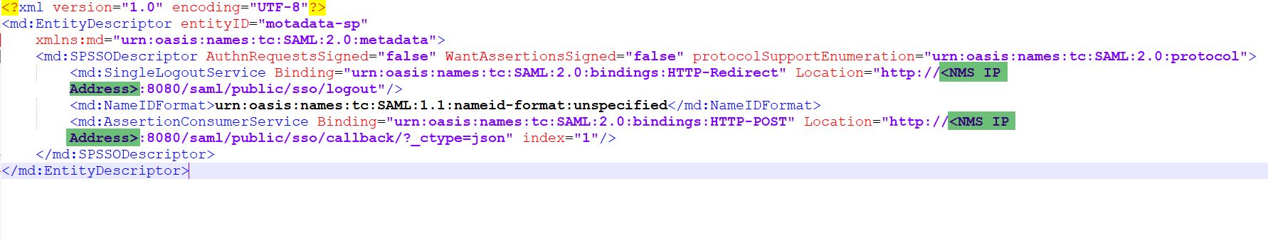 Sample NMS Metadata File