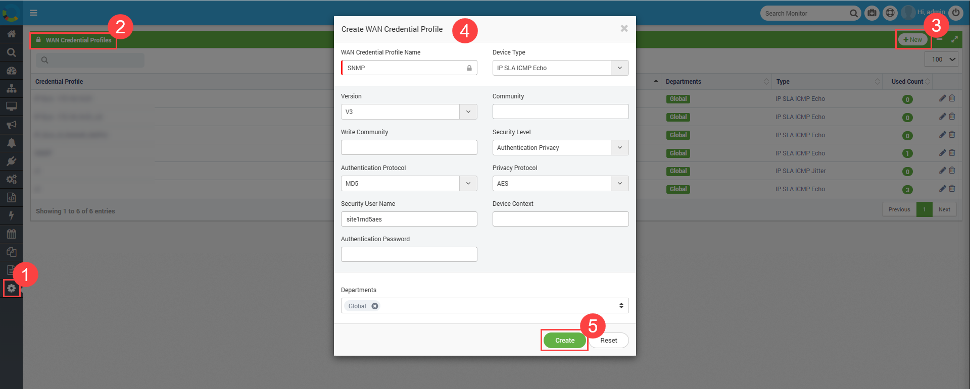 Create WAN Credential Profile