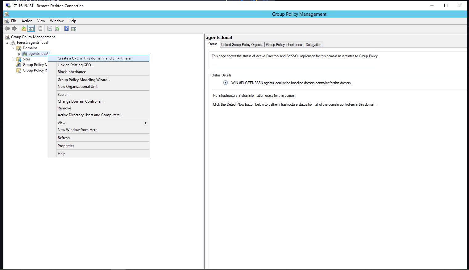 Create GPO dialog in Group Policy Management