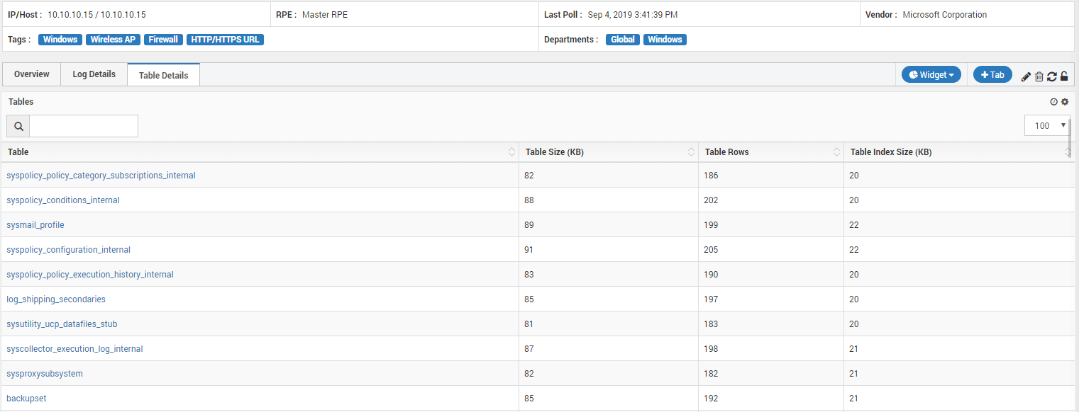 MSSQL Database Table