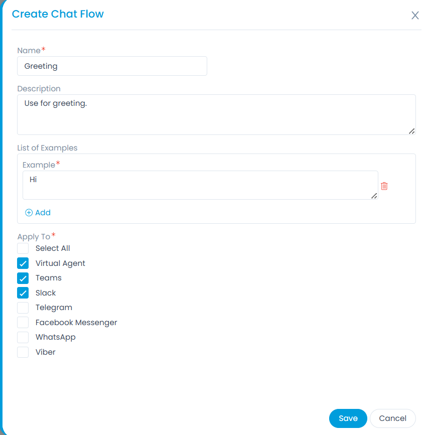 Create Chat Flow Popup