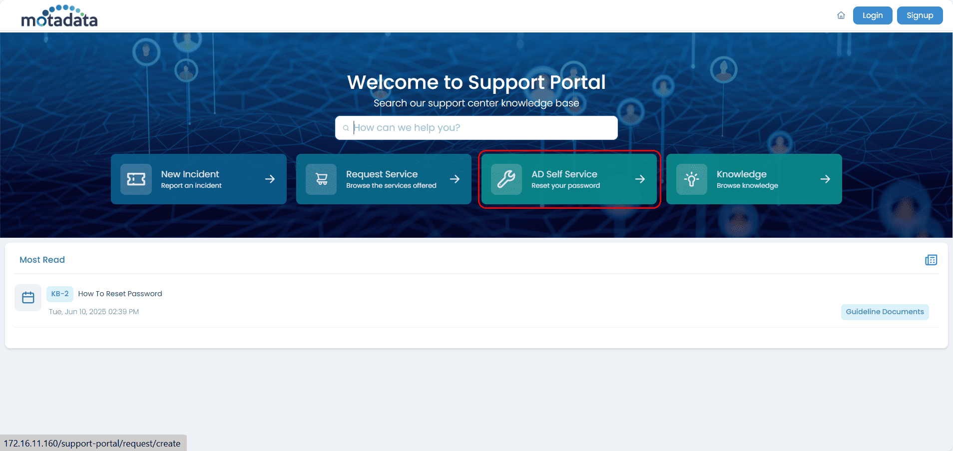 Active Directory Self Service Option