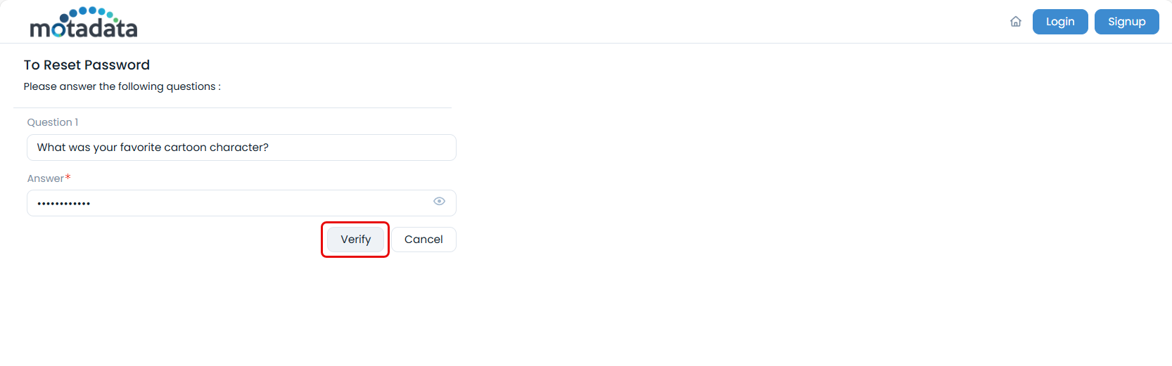 Verify Security Questions