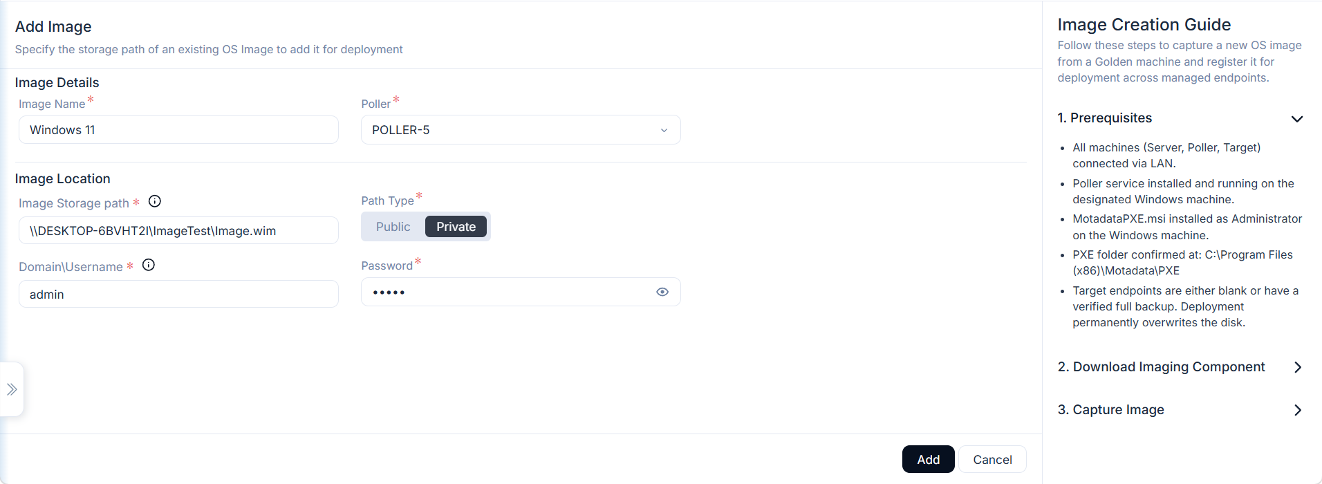 Add Image form