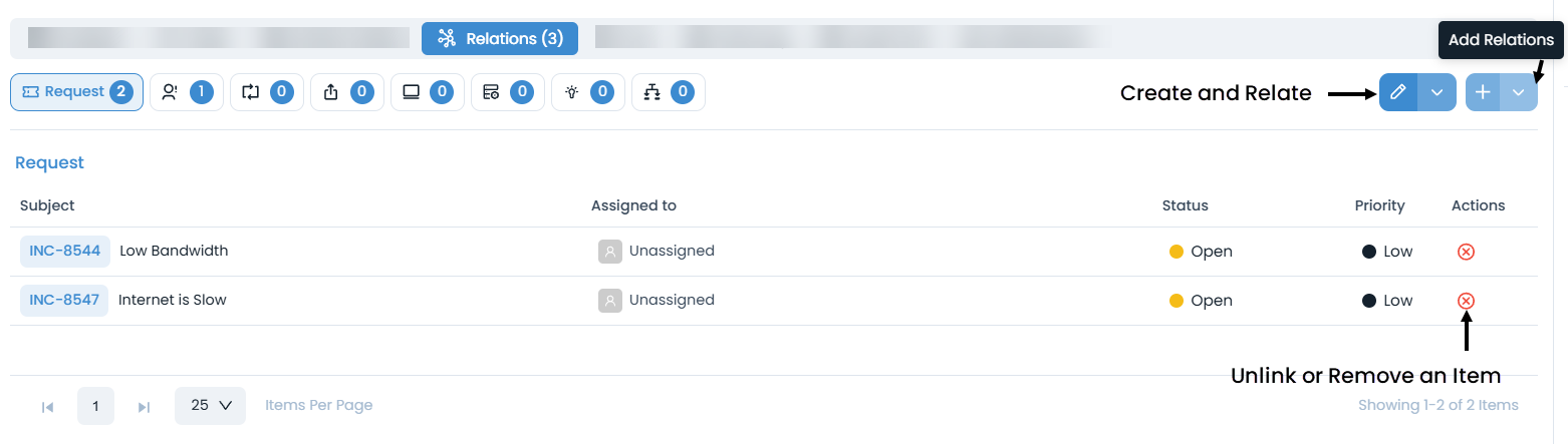 Features in Relations Tab
