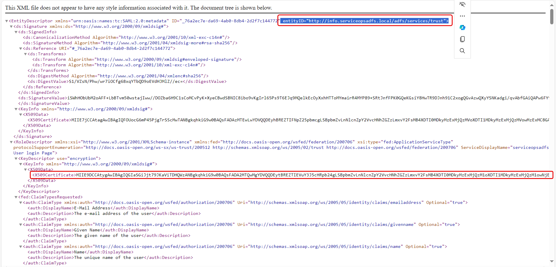 Federationmetadata.xml File