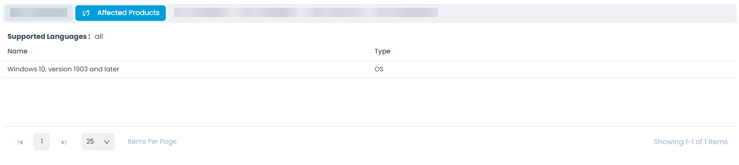 Affected Products Tab
