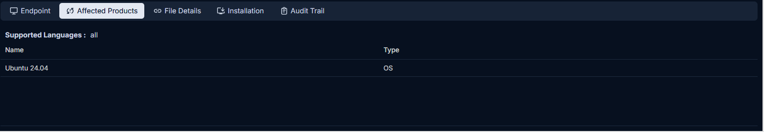 Affected Products Tab