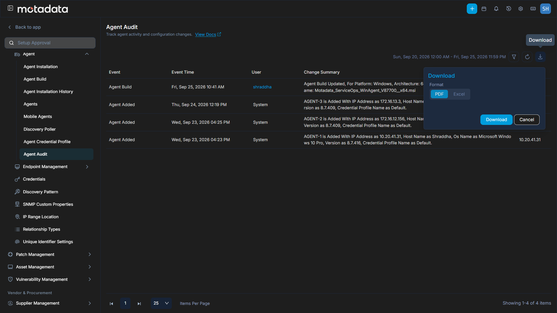 Agent Audit Page