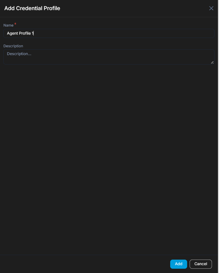 Add Credential Profile Popup