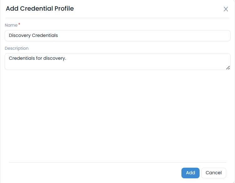 Add Credential Profile Popup