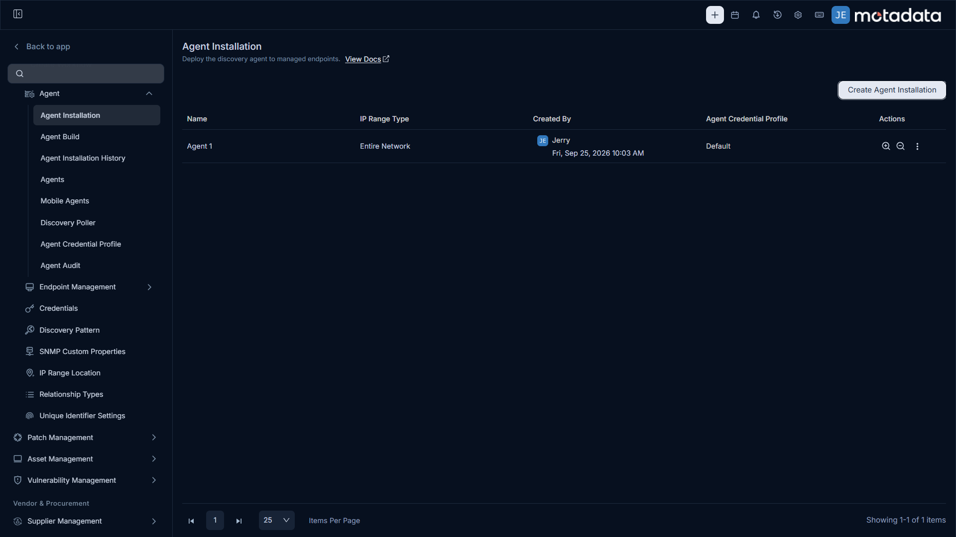 Agent Installation via Poller Scan Creation
