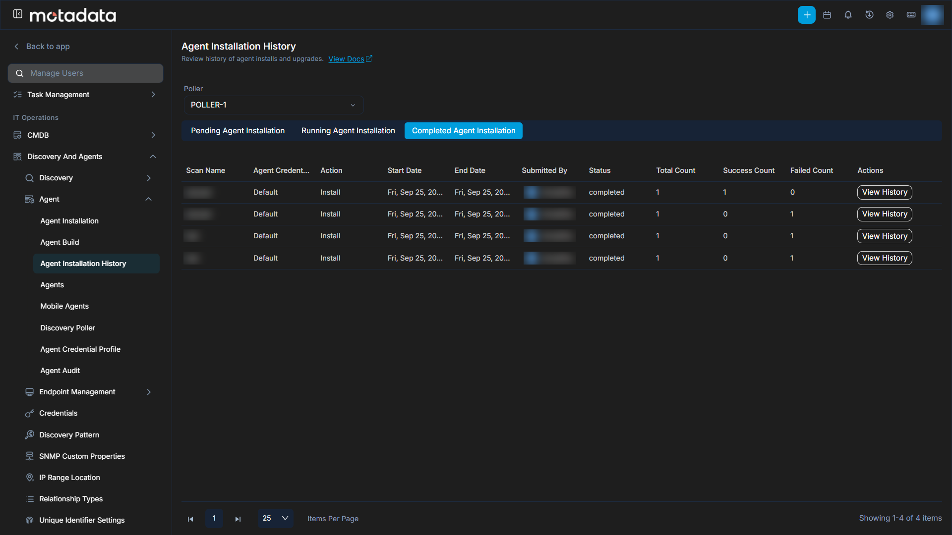 Agent Installation History Overview