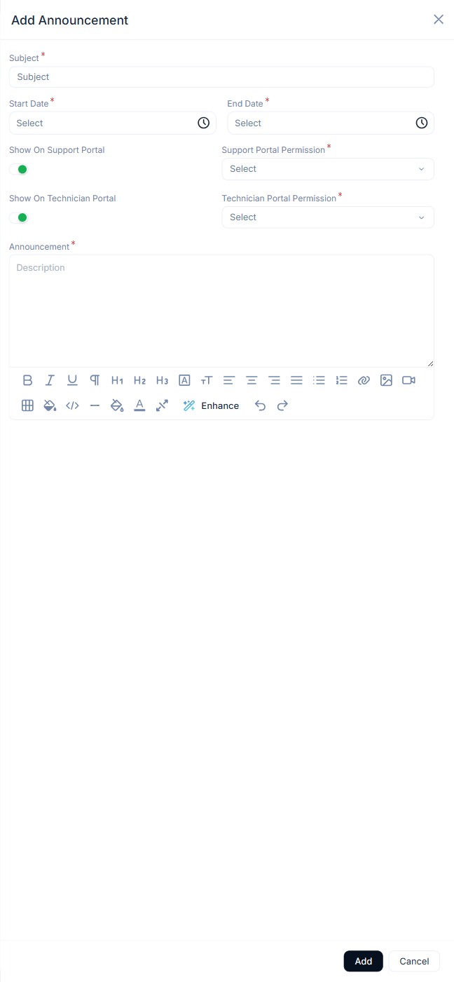 Add Announcement