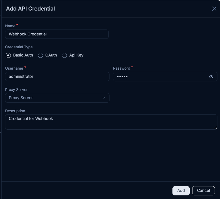 Add API Credential