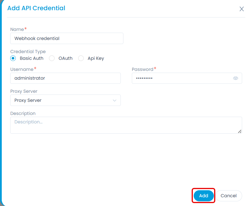 Add API Credential