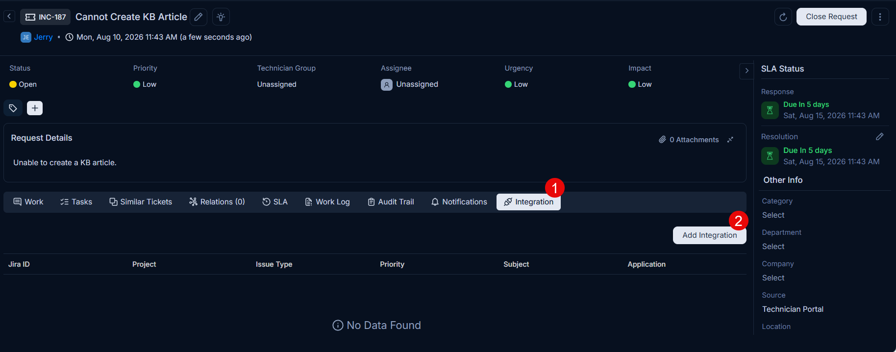 Incident Details page
