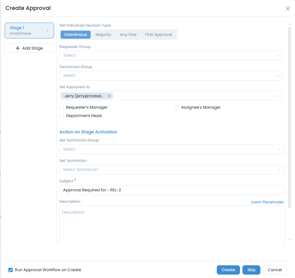 Ask for Approval Form