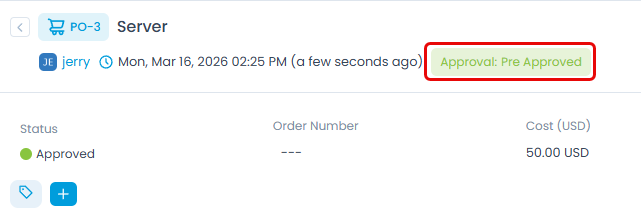 Pre-Approved Purchase Order