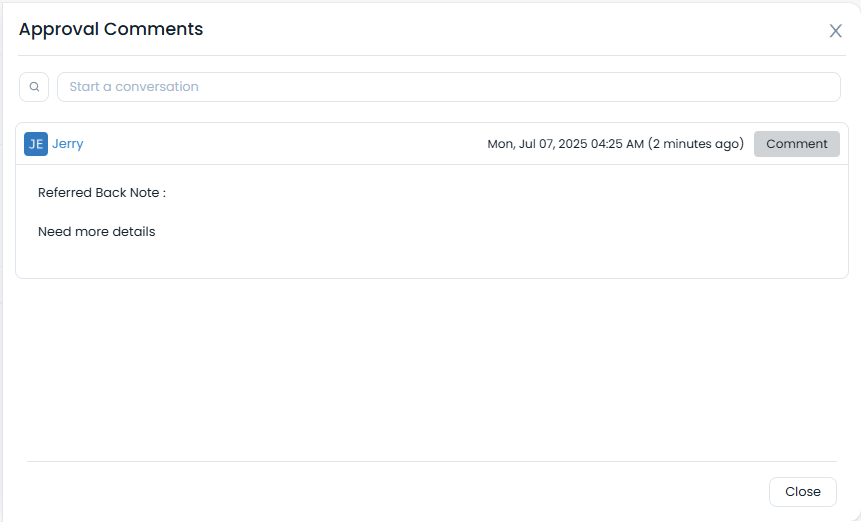 Options in the Approval tab