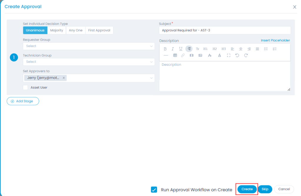 Create Approval Form