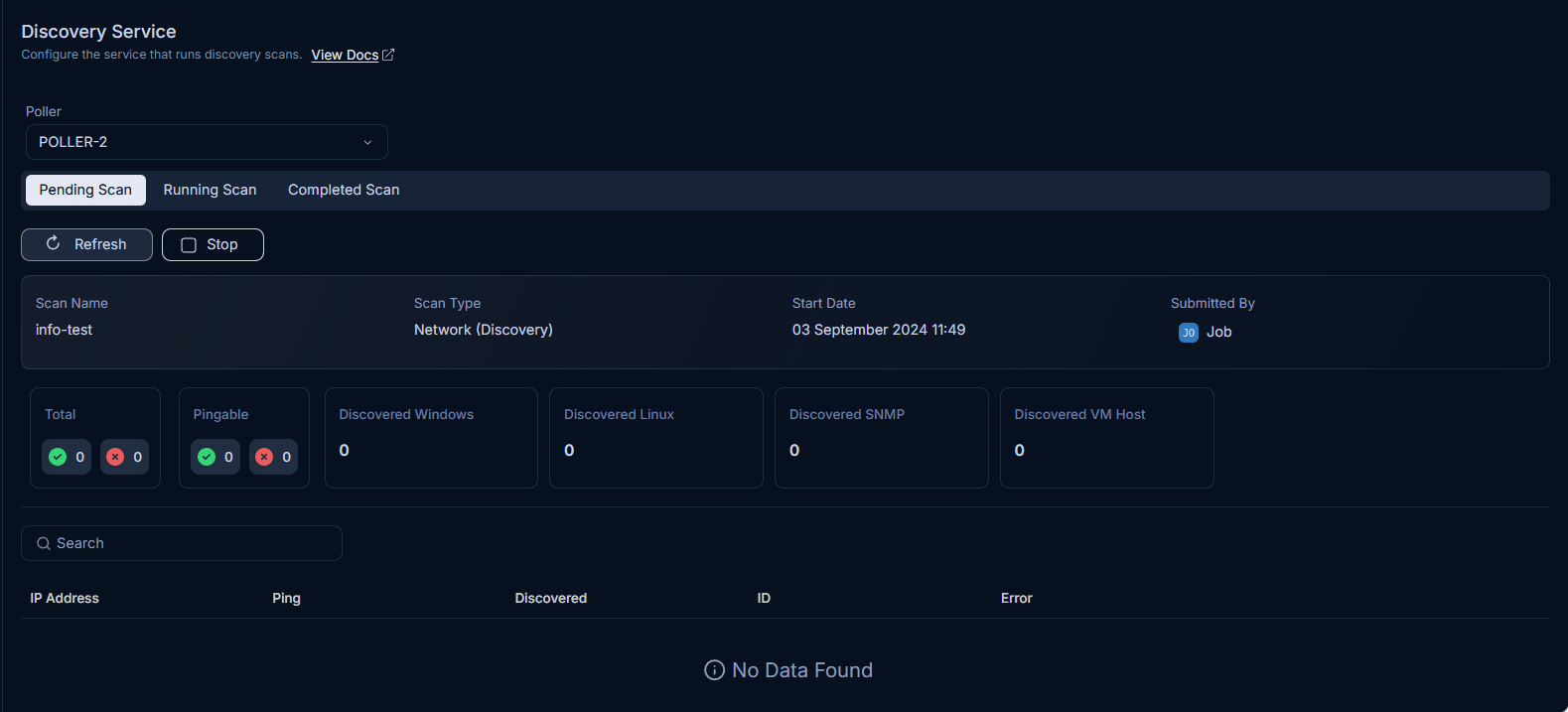 Pending Scan tab showing queued scans