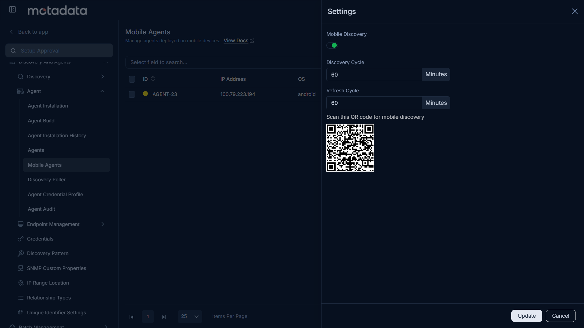 Mobile Discovery Settings
