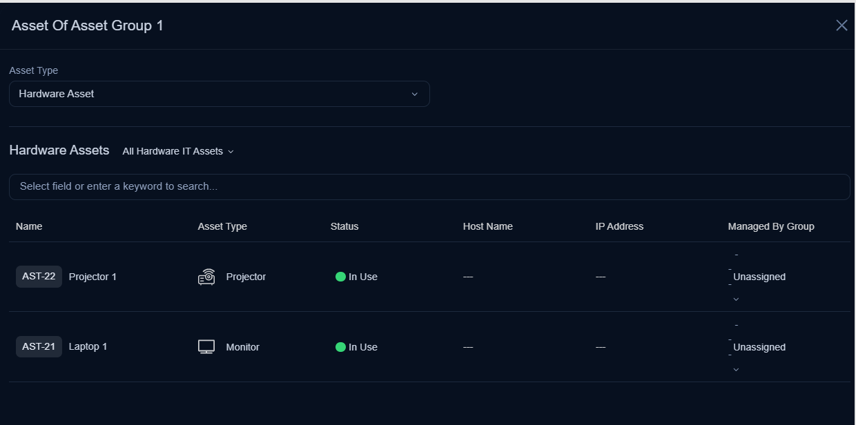 View Assets of Asset Group